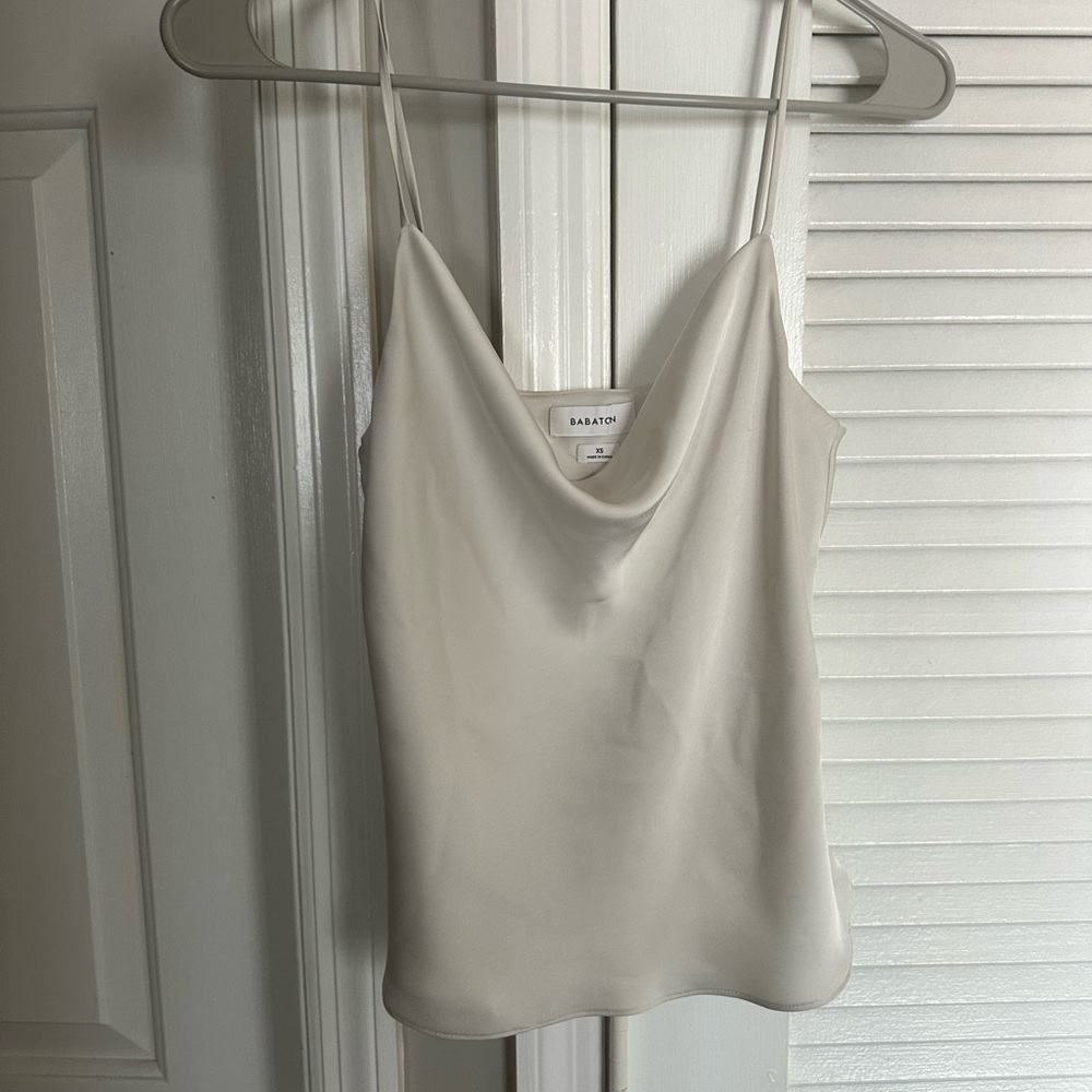 Aritzia Babaton Satin Cream Cowl Neck Top